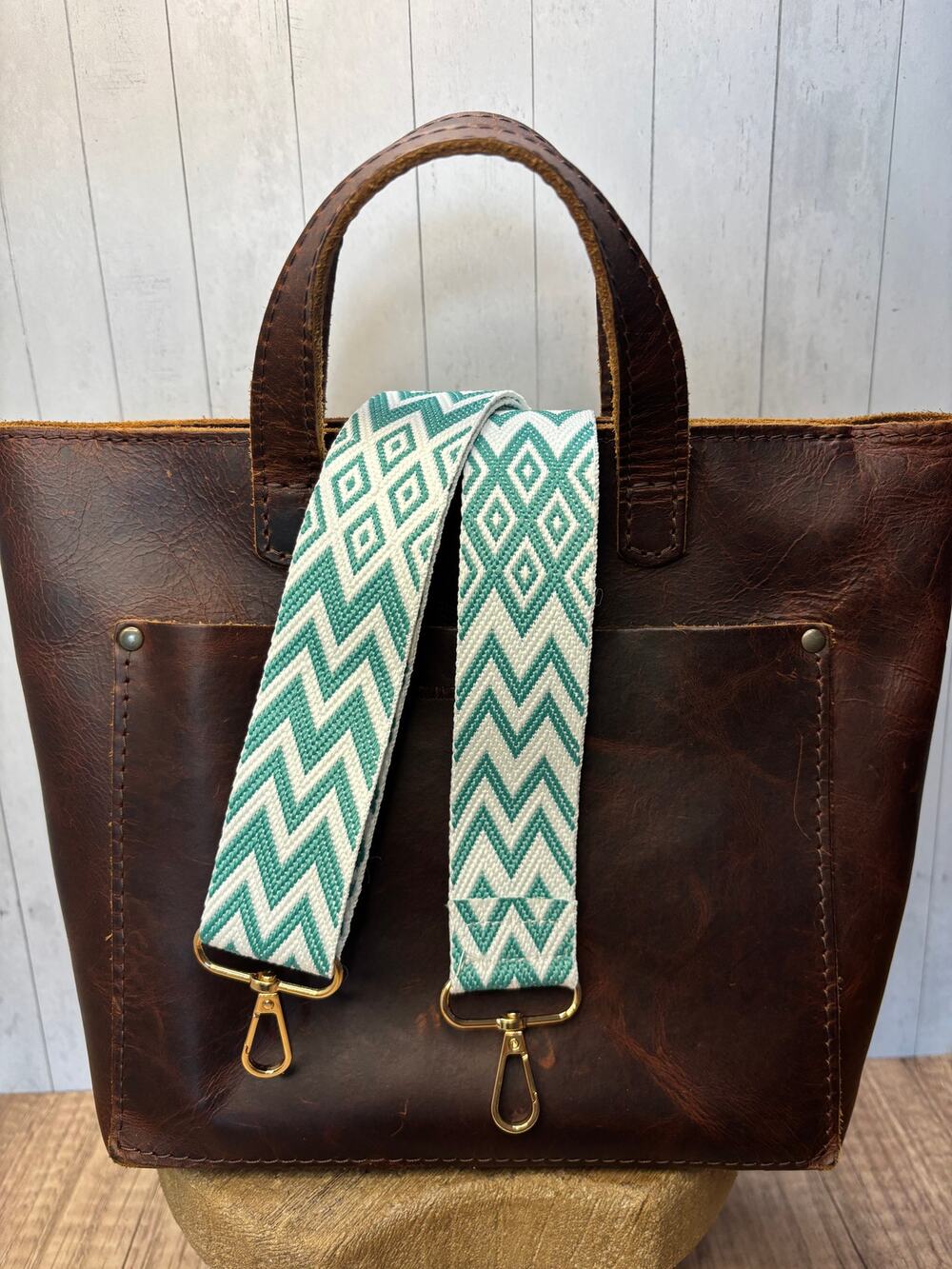 Teal White Chevron Purse Strap Crossbody Bag Strap NEW! Boho Bag Strap